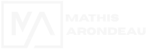 Logo blanc de Mathis ARONDEAU - Version large (1920x640)